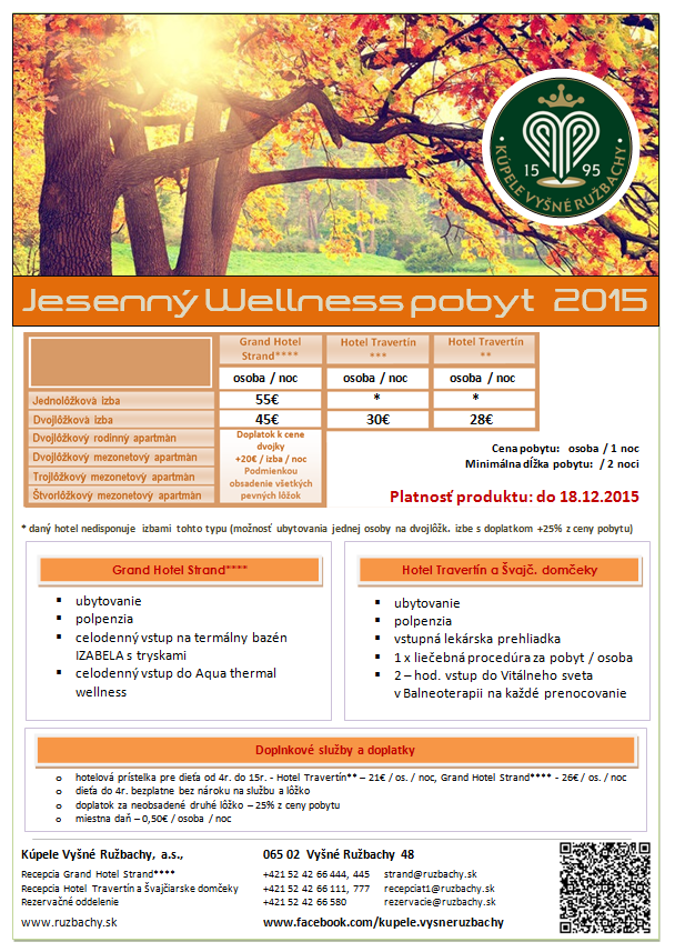 Jesenný Wellness pobyt 2016