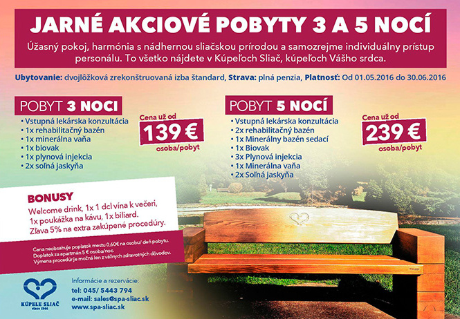 jarne akciove pobyty kupele sliac